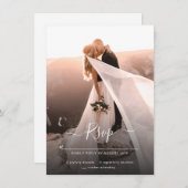 Elegant script foto bruiloft RSVP Save The Date (Voorkant / Achterkant)