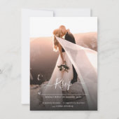 Elegant script foto bruiloft RSVP Save The Date (Voorkant)