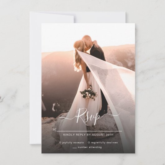 Elegant script foto bruiloft RSVP Save The Date (Voorkant)