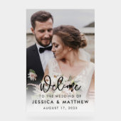 Elegant script foto bruiloft welkom acryl bord (Voorkant)