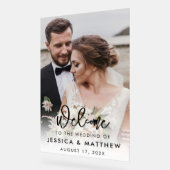 Elegant script foto bruiloft welkom acryl bord (Hoek)