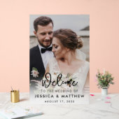 Elegant script foto bruiloft welkom acryl bord (Huwelijk)