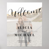 Elegant script foto bruiloft welkomstbord poster (Voorkant)