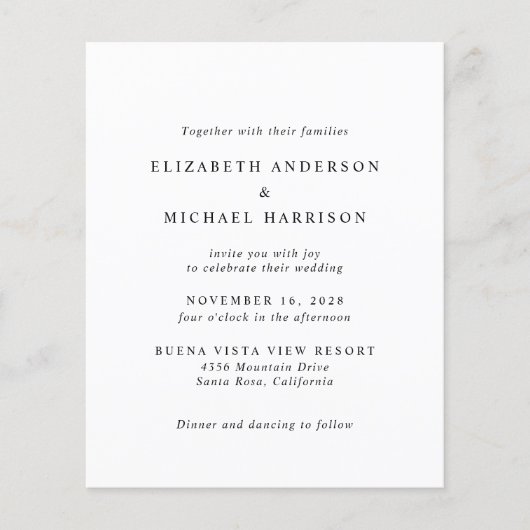 Elegant Script Foto Budget Bruiloft Uitnodiging (Voorkant)