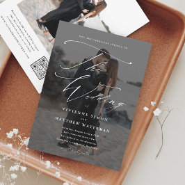 Elegant Script Foto Budget Bruiloft Uitnodiging