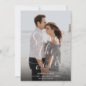 Elegant Script Foto Florida Beach Bruiloft Save The Date (Voorkant)