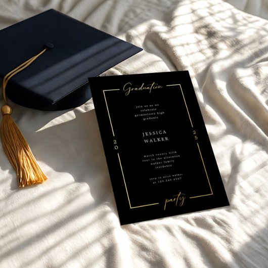 Elegant Script Foto Folie Graduation Party Uitnodiging