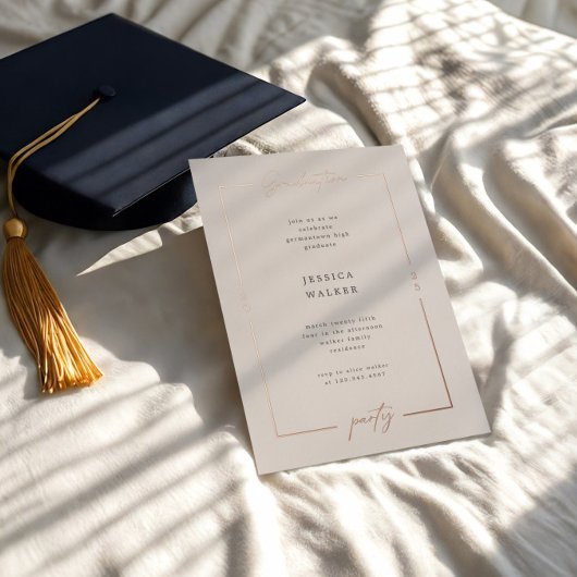 Elegant Script Foto Folie Graduation Party Uitnodiging