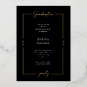 Elegant Script Foto Folie Graduation Party Uitnodiging (Voorkant)