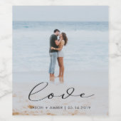 Elegant script | Foto gepersonaliseerd Wijn Etiket (Enkel label)