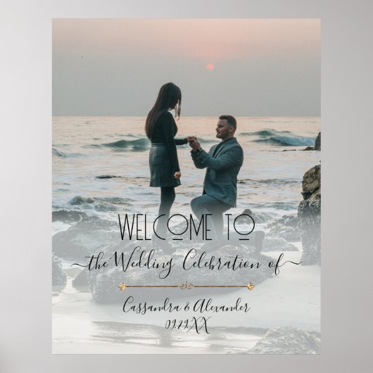 Elegant Script Foto Gold Welkom bij ons huwelijk Poster (Voorkant)