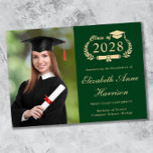 Elegant Script Foto Green College Graduing Aankondiging