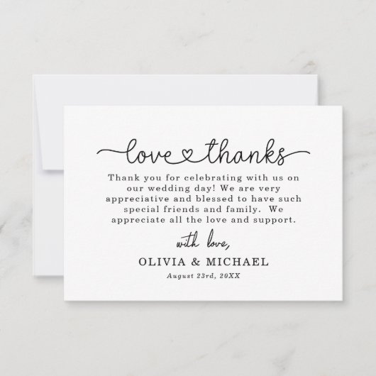 Elegant Script Foto Hart Wedding Bedankt Card (Voorkant)