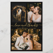 Elegant Script Foto Huwelijks Dankkaart met Budget (Voorkant)