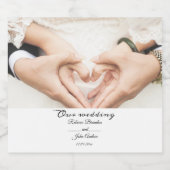 Elegant Script Foto Huwelijksfeest gepersonaliseer Sparkling Wijnetiket (Enkel label)