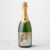 Elegant script foto liefde verhaal bruiloft sparkling wijnetiket (Voorkant)