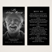 Elegant Script & Foto Loving Geheugen Gebed Kaart (Voorkant /achterkant)