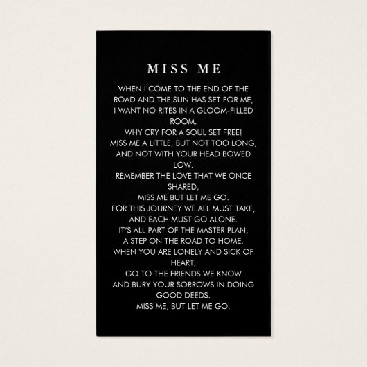 Elegant Script & Foto Loving Geheugen Gebed Kaart (Achterkant)