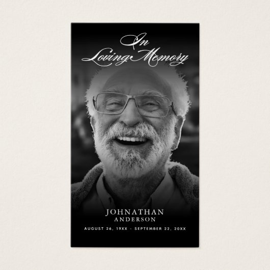 Elegant Script & Foto Loving Geheugen Gebed Kaart (Voorkant)