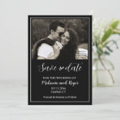 Elegant Script Foto Minimalist Save the Date Uitno Kaart (Staand voorkant)