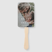 Elegant Script Foto Modern Huwelijksprogramma Handwaaier (Voorkant)