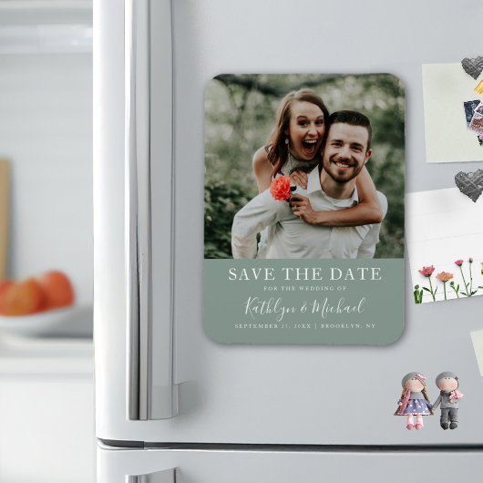 Elegant Script Foto Modern minimalist Weddenschap Magneet