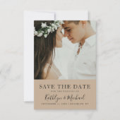 Elegant Script Foto Modern minimalist Weddenschap Save The Date (Voorkant)