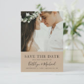 Elegant Script Foto Modern minimalist Weddenschap Save The Date (Staand voorkant)