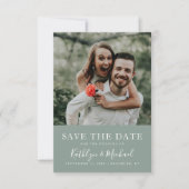 Elegant Script Foto Modern minimalist Weddenschap Save The Date (Voorkant)