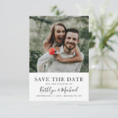 Elegant Script Foto Modern minimalist Weddenschap Save The Date (Staand voorkant)