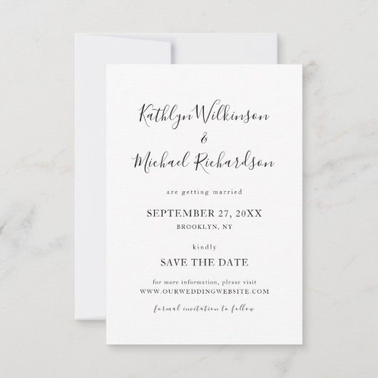 Elegant Script Foto Modern minimalist Weddenschap Save The Date (Achterkant)