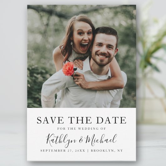 Elegant Script Foto Modern minimalist Weddenschap Save The Date