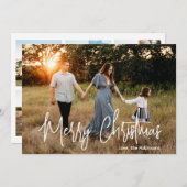Elegant script foto moderne kerst feestdagenkaart (Voorkant / Achterkant)
