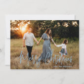 Elegant script foto moderne kerst feestdagenkaart (Voorkant)