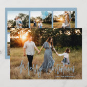 Elegant script foto moderne kerst feestdagenkaart (Voorkant / Achterkant)