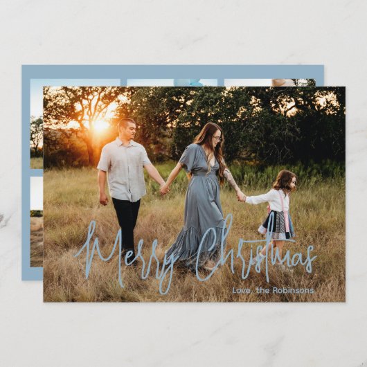Elegant script foto moderne kerst feestdagenkaart (Voorkant / Achterkant)