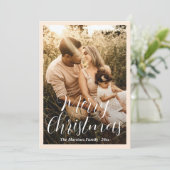Elegant script foto moderne kerst feestdagenkaart (Staand voorkant)