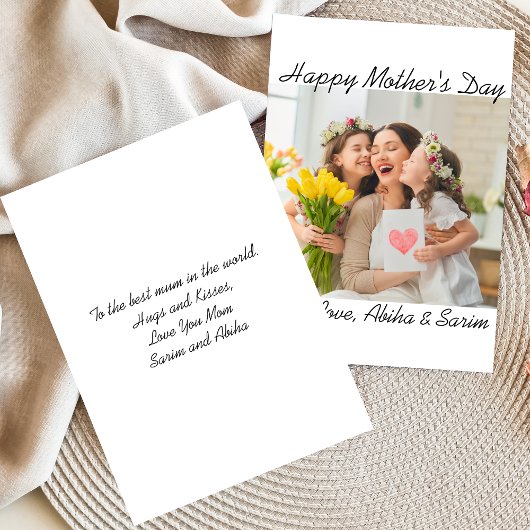 Elegant script foto moederdag kaart Uitnodiging