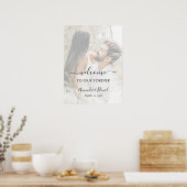 Elegant Script Foto-overlay Trouw Welkom Bord Poster (Keuken)