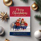 Elegant Script Foto Prettig Kerstfeest Folie Feestdagenkaart