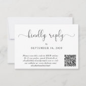 Elegant Script Foto QR Code Bruiloft RSVP Kaartje (Voorkant)