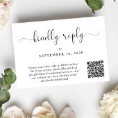Elegant Script Foto QR Code Bruiloft RSVP Kaartje