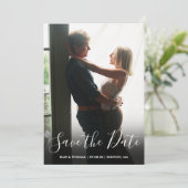 Elegant Script Foto QR Code Bruiloft Save The Date (Staand voorkant)