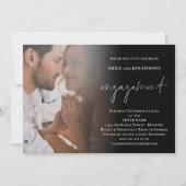 Elegant Script Foto QR Code Verloving Zwart Kaart (Voorkant)