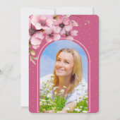 Elegant Script Foto Roze Afstudeerfeest Kaart (Achterkant)