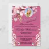 Elegant Script Foto Roze Afstudeerfeest Kaart (Voorkant)