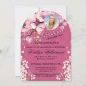 Elegant Script Foto Roze Graduation Party Arch Kaart (Voorkant)