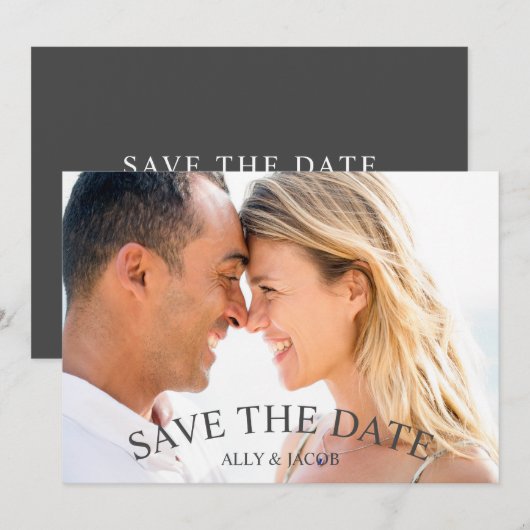 Elegant script | Foto Save The Date (Voorkant / Achterkant)