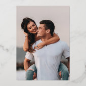 Elegant Script Foto Save the Date Rose Goud Folie Uitnodiging (Achterkant)