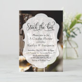 Elegant Script, Foto Stock de Bar Couples Douche Kaart (Staand voorkant)